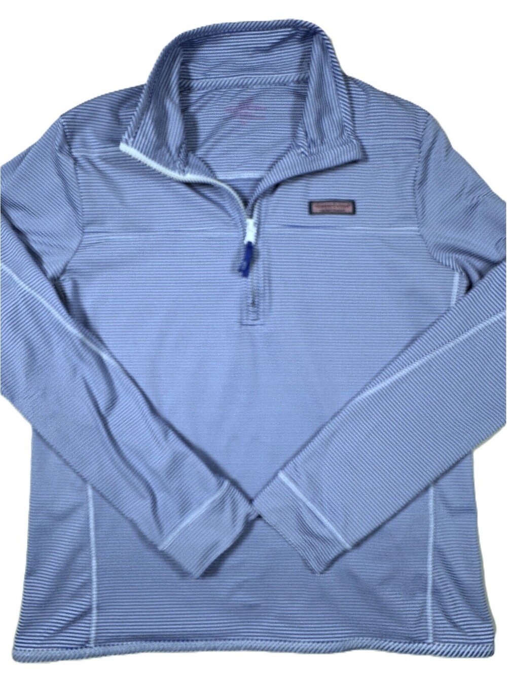 Vineyard Vines Women's Sankaty LS Performance 1/4 Zip Pullover Blue White Stripe
